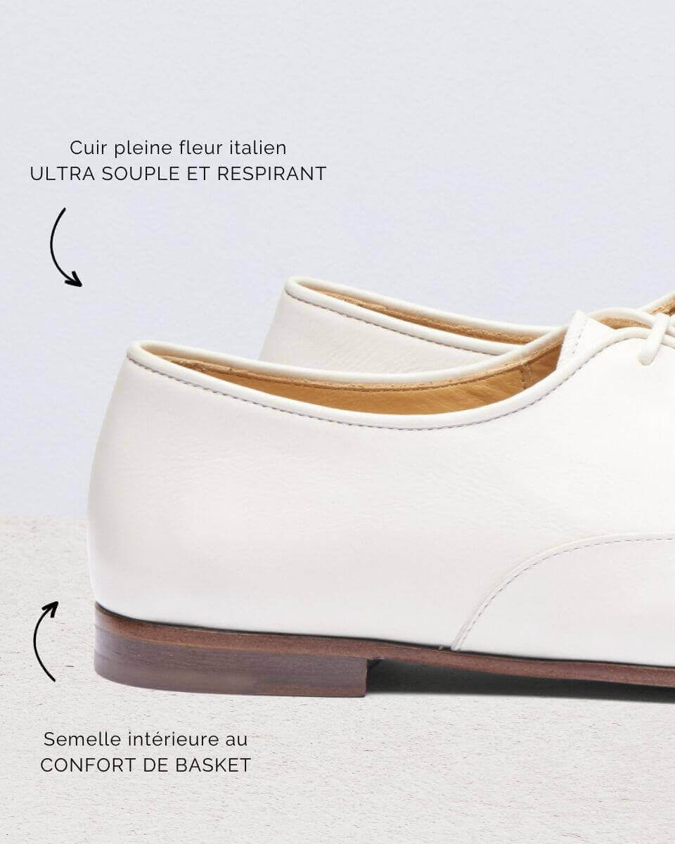White leather Oxford | Women derby Oxford | In Corio