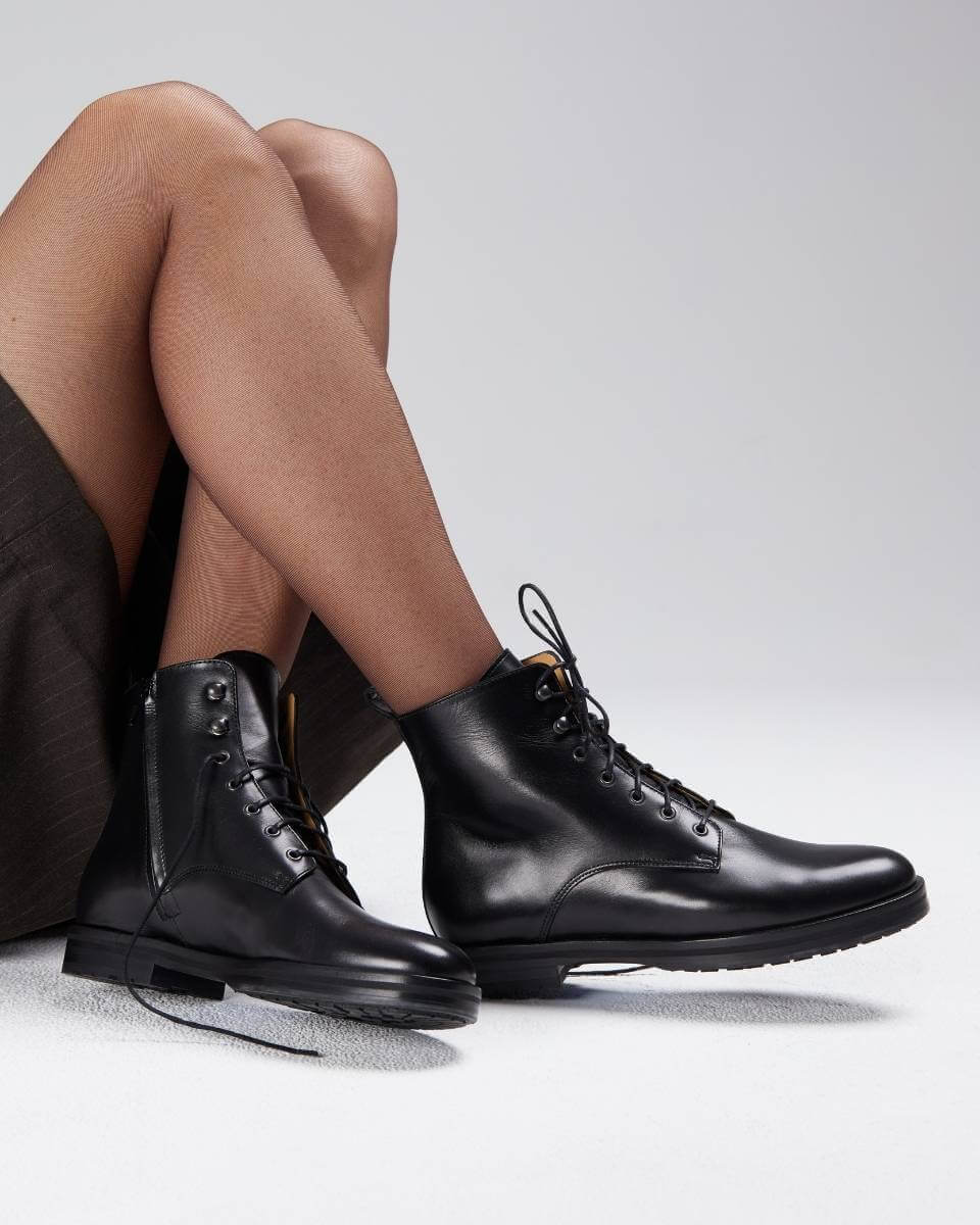 Bottines Plates Femme Diemme En Cuir Noir - Style Rétro Et Confortable, Taille 6