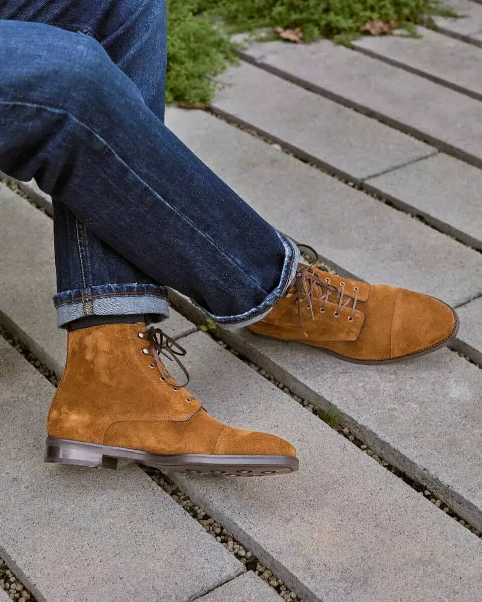 Bottes En Daim Marron Pour Homme - Pointure 41 - Marque Kissable - Occasion Très Bon état