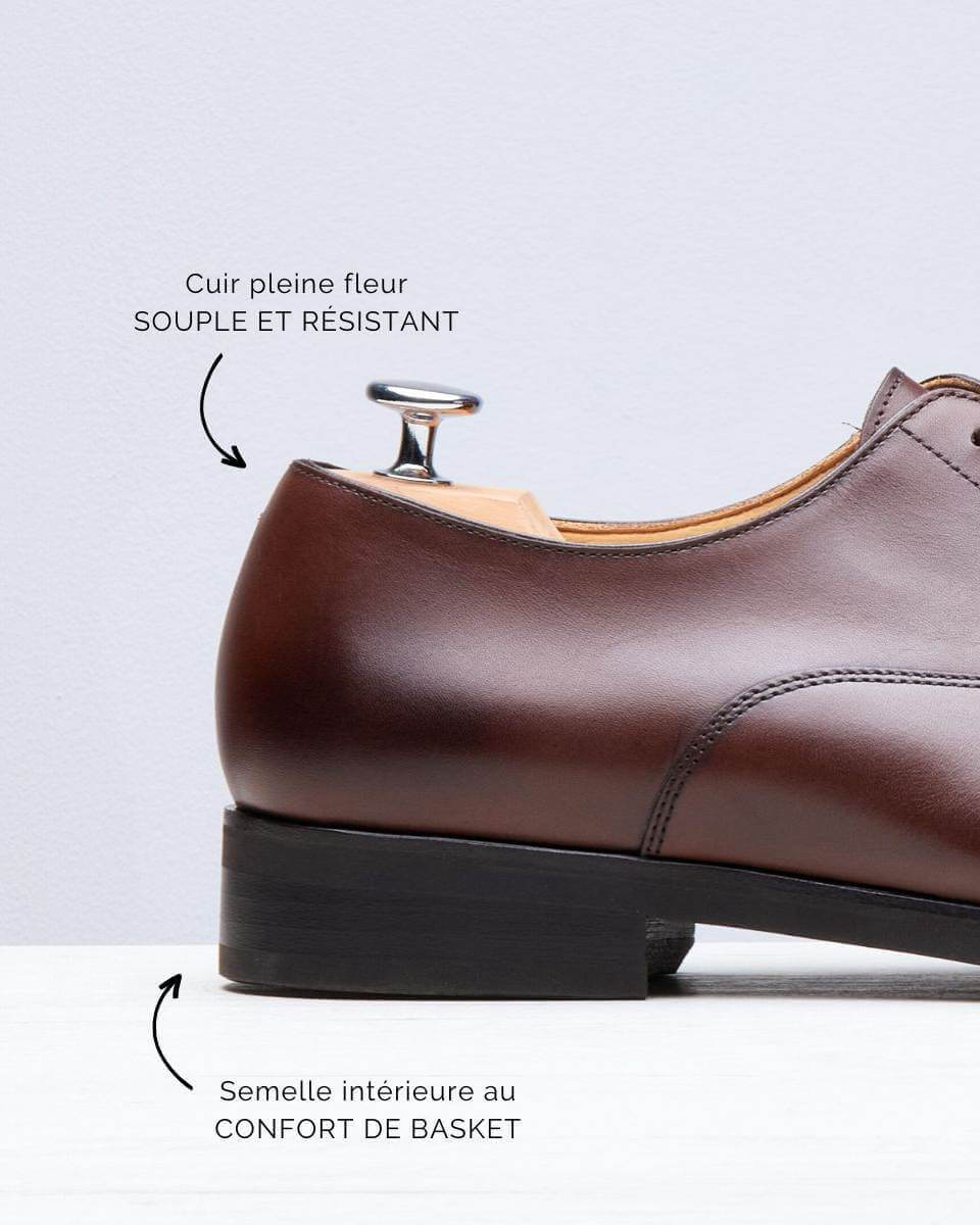 Richelieu Homme En Cuir Marron - Taille 43 - Très Bon état Occasion