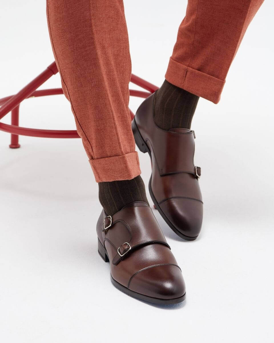 Men Double Buckle Shoes | Brown Leather | In Corio display picture 3