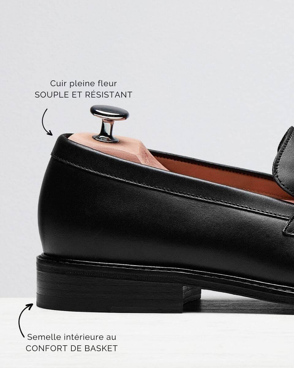 Mocassins En Cuir Italien Noir - Pointure 40 - Neufs Sans Emballage - Pour Homme