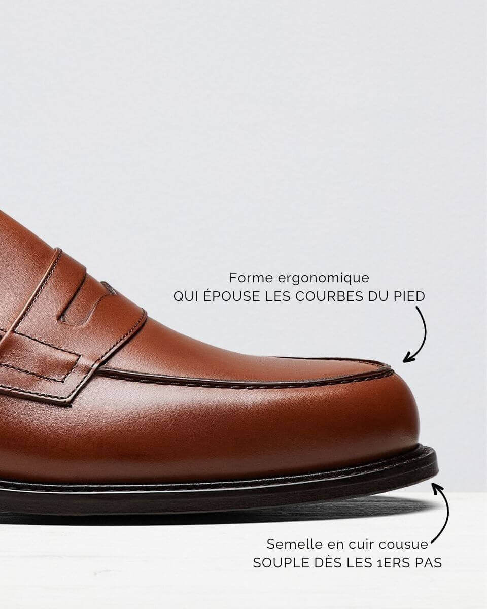 Mocassins Homme Cheany En Cuir Marron - Taille 8, Semelle Caoutchouc Soudée - Occasion