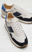 Blue / beige suede