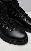 Black grained leather
