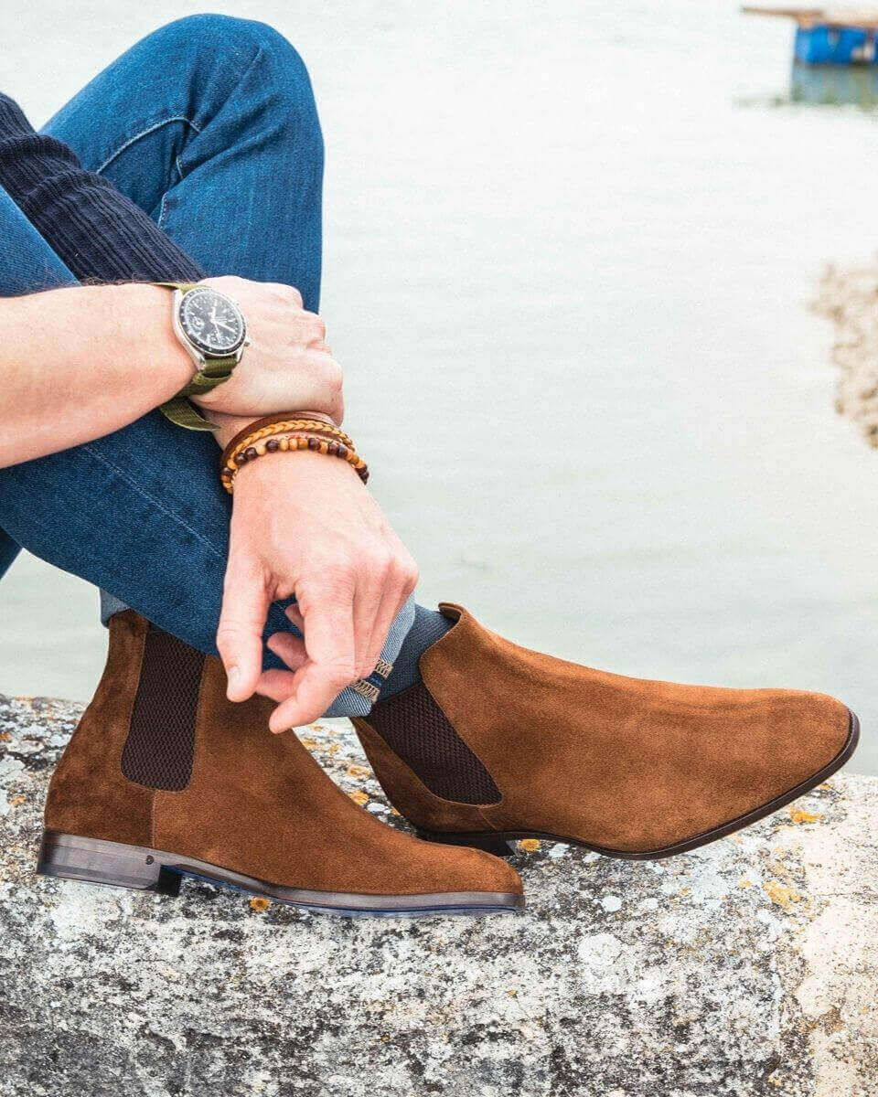 Bottine homme camel en cuir In Corio